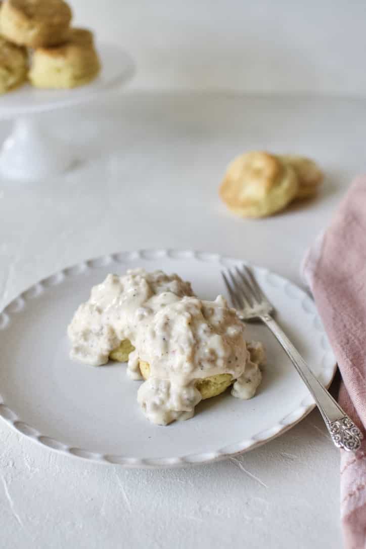 Joanna Gaines recipe for Classic Sausage Gravy on Jojo's Biscuits from the Magnolia Table Cookbook Vol. 1.