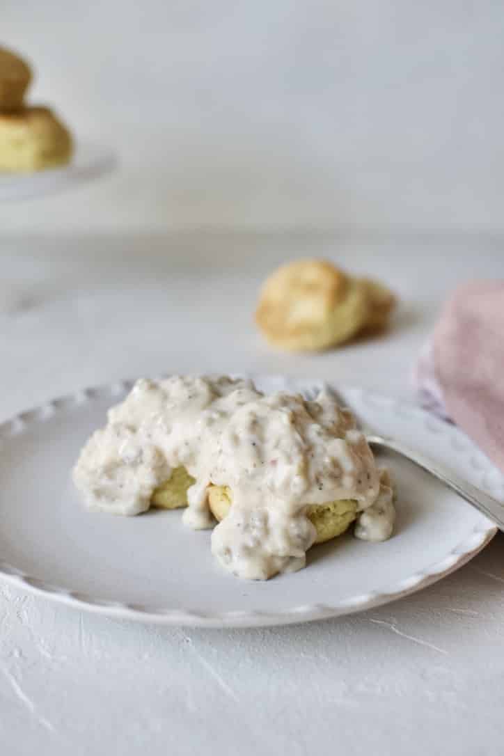 Joanna Gaines recipe for Classic Sausage Gravy on Jojo's Biscuits from the Magnolia Table Cookbook Vol. 1.