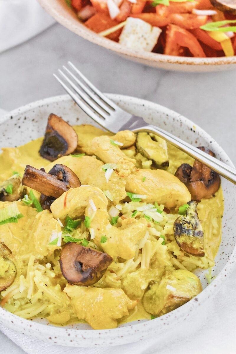 Mediterranean Chicken and Mushrooms with Greek Salad