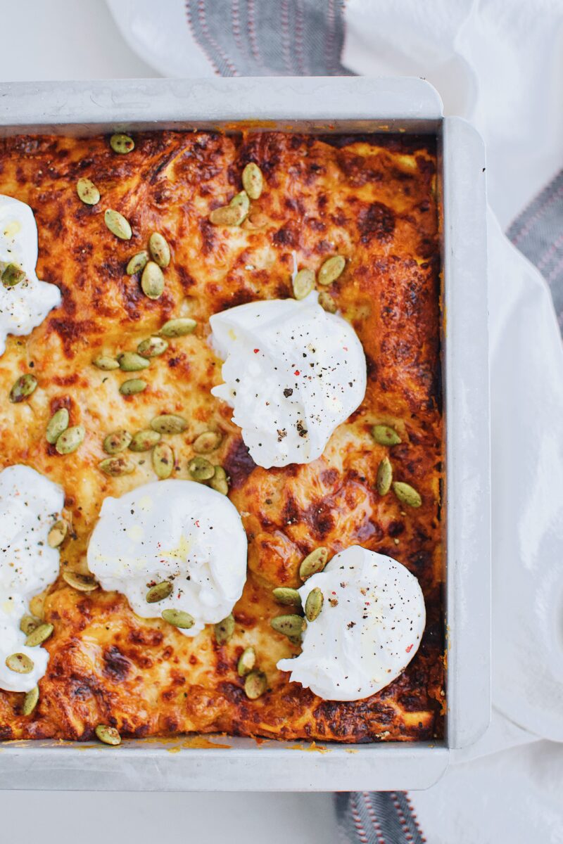 Pumpkin Beer Cheese Lasagna fresh out of the oven