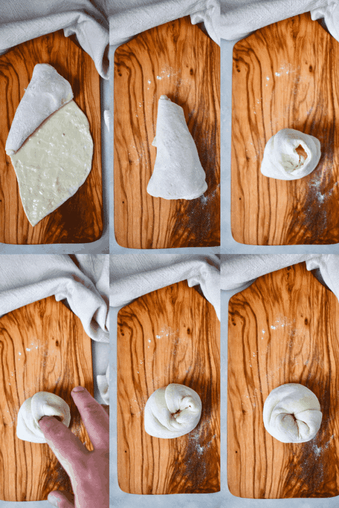 how to shape the roti dough to form layers
