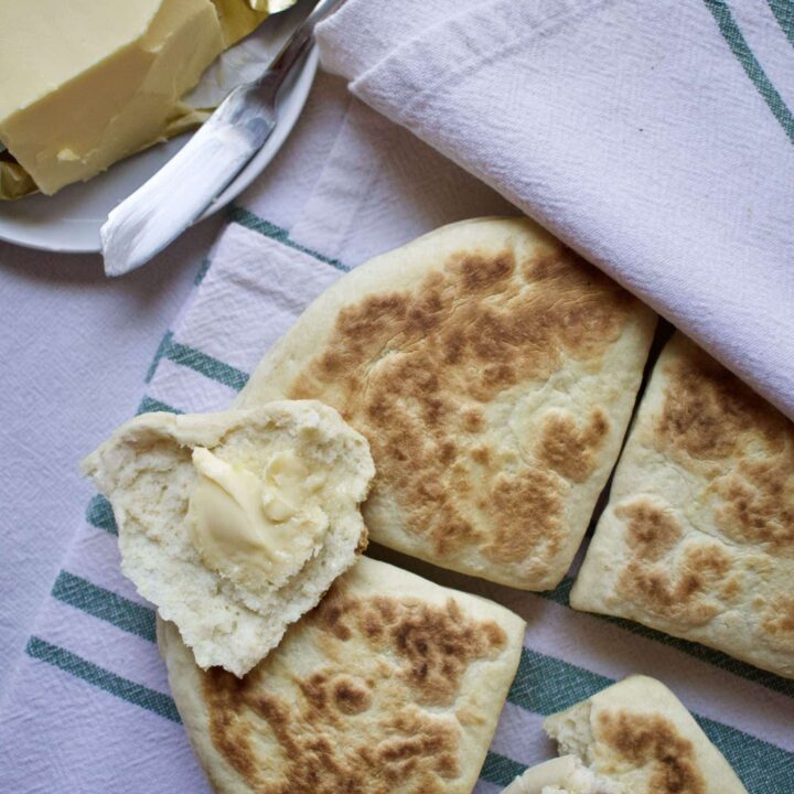 Homemade Irish Potato Bread with Irish butter on top.