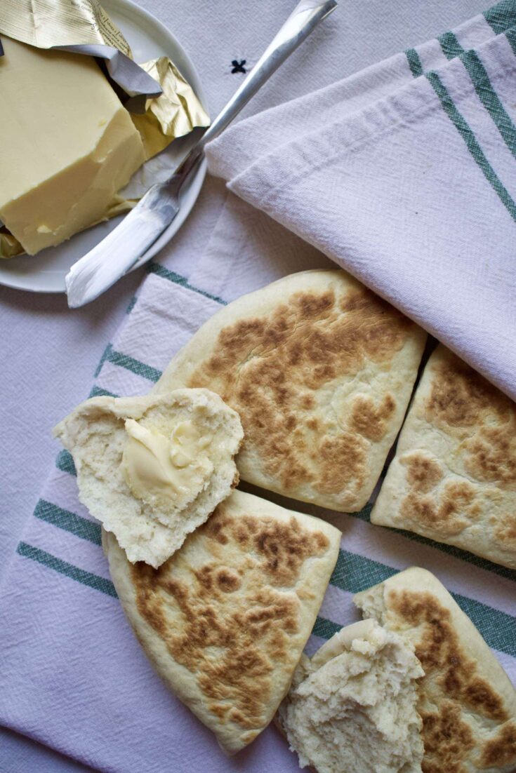 Homemade Irish Potato Bread with Irish butter on top.