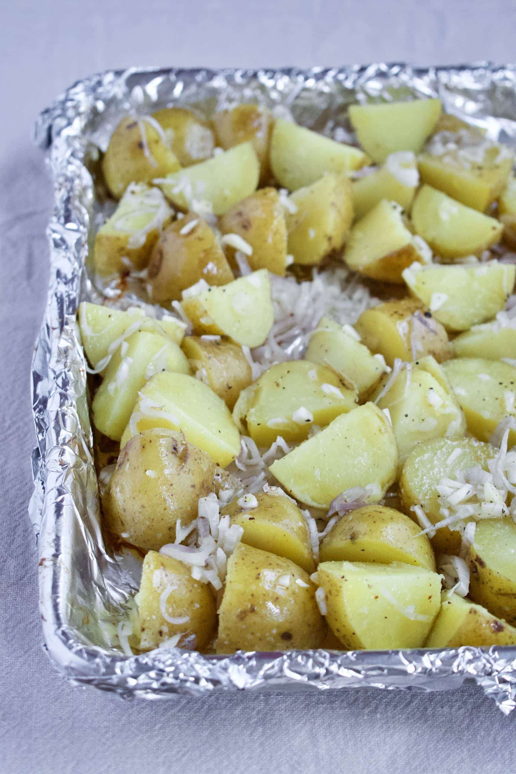 Potatoes after being boiled and seasoned