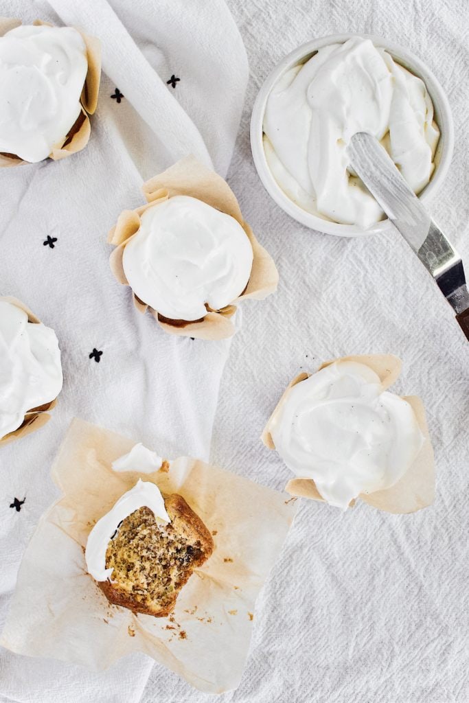 Banana Nut Muffins with Cream Cheese Frosting