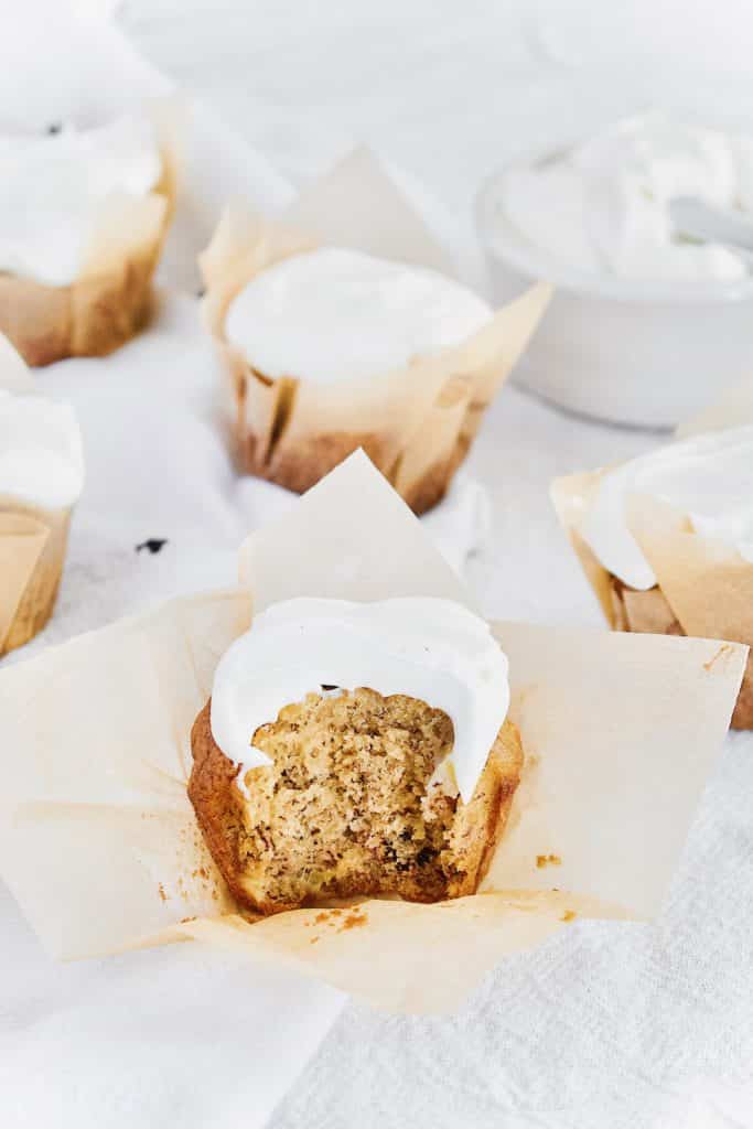 Banana Nut Muffins with Cream Cheese Frosting