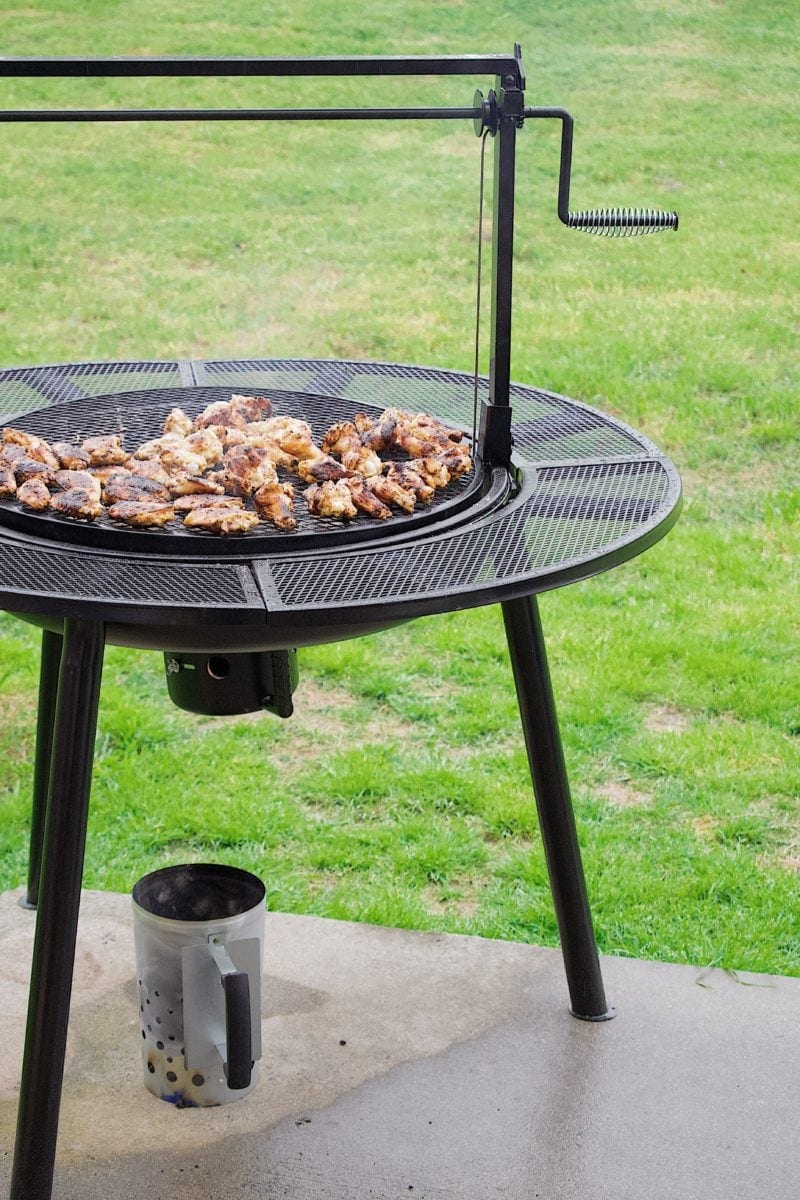 Chicken wings on the charcoal pit grill