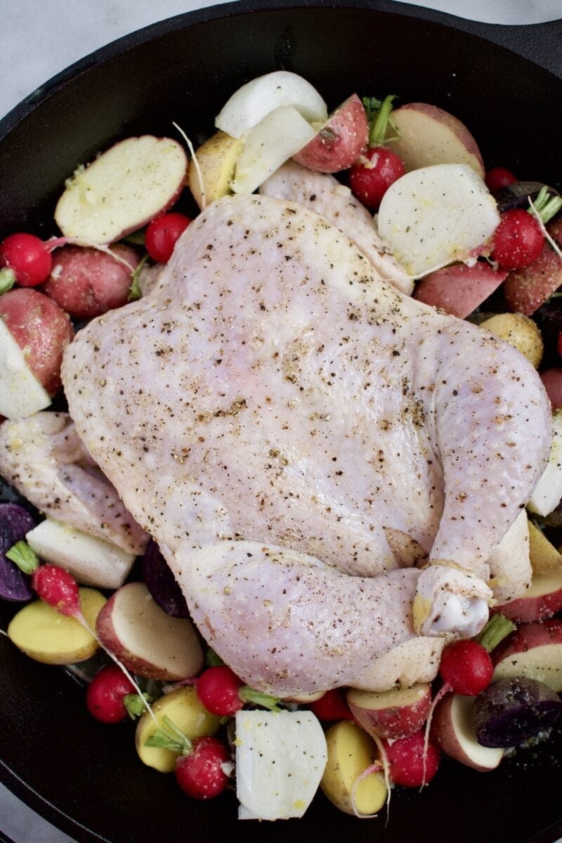 Joanna Gaines Whole Roast Chicken ready for the oven