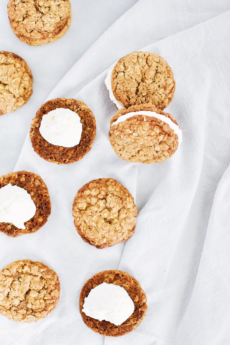 Cream Pies being assembled