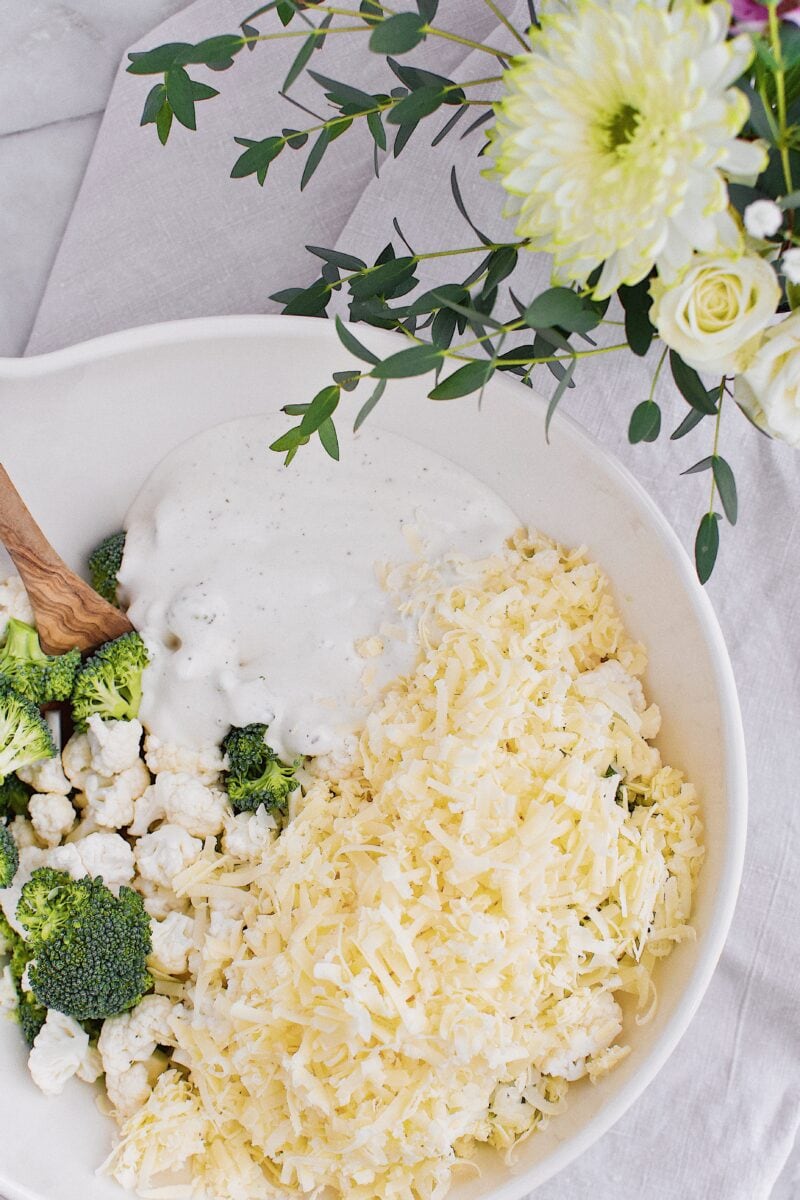 Cabot Clothbound grated into the broccoli and cauliflower