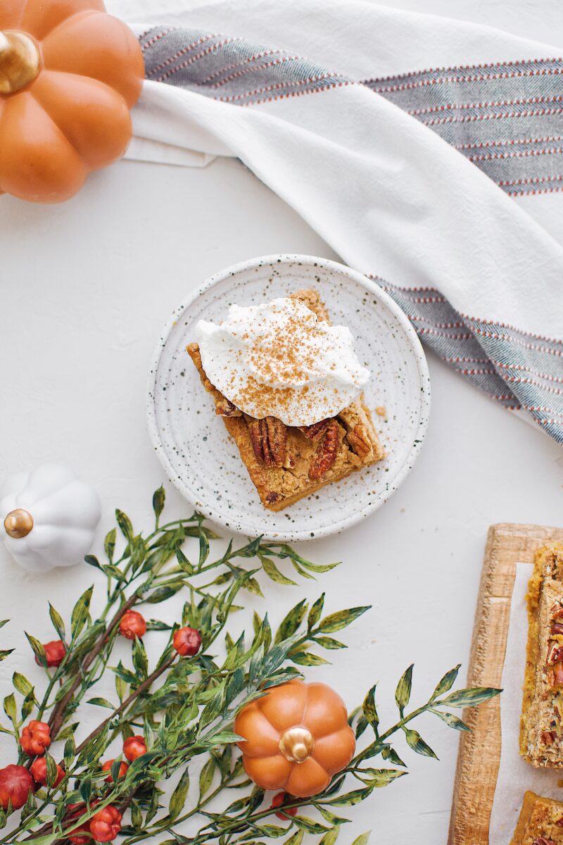 Single Pumpkin Dessert Bar with whipped cream topping