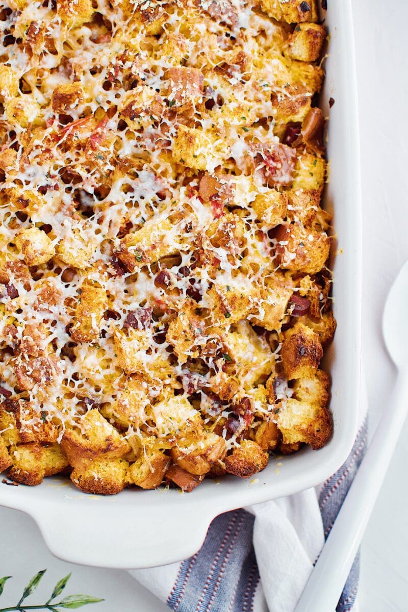 Cheesy Brioche and Chorizo Stuffing just out of the oven