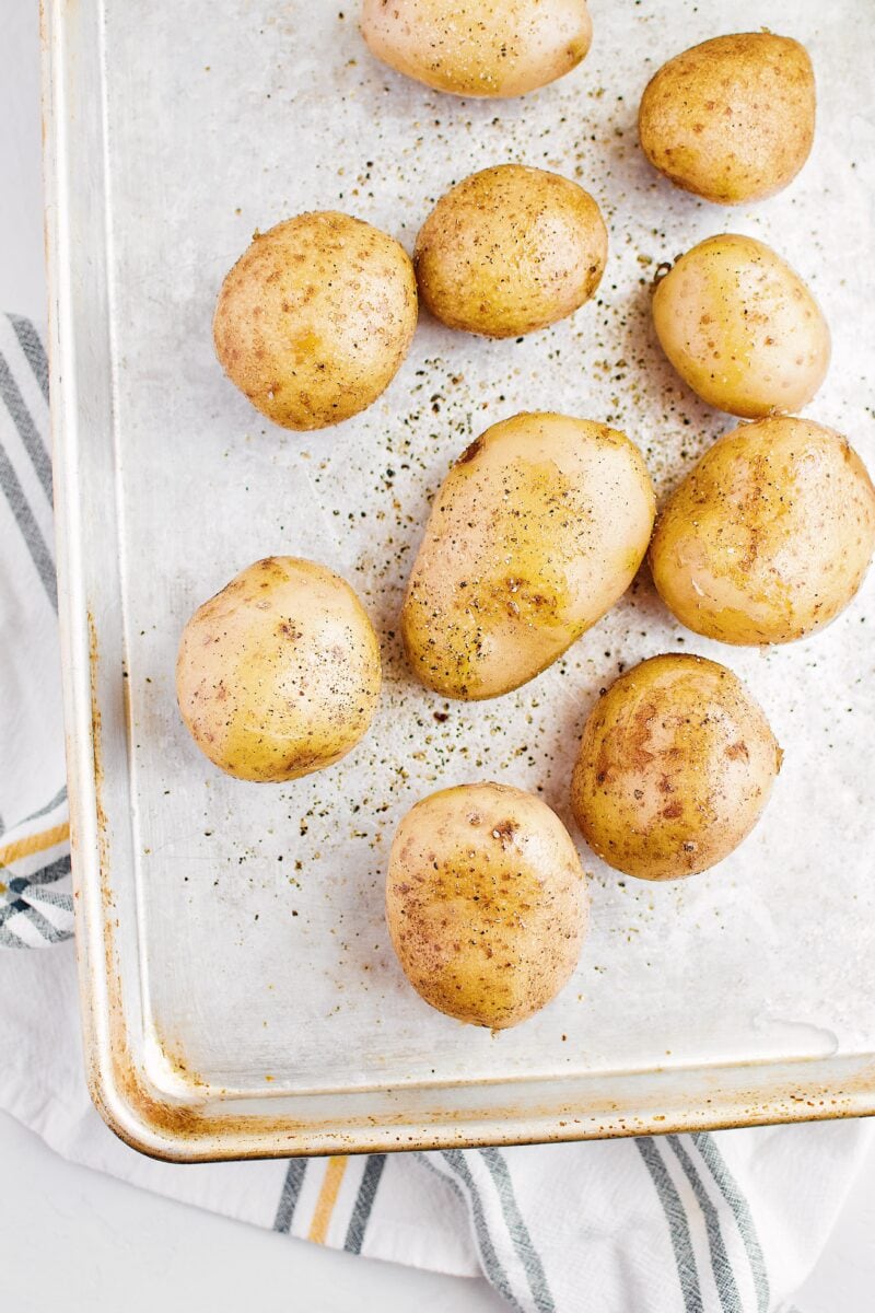 Boiled potatoes ready to be smashed