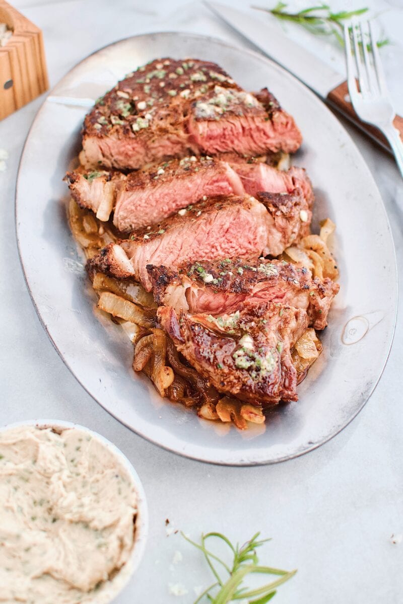 Grilled Ribeye Steak topped with Steak Butter