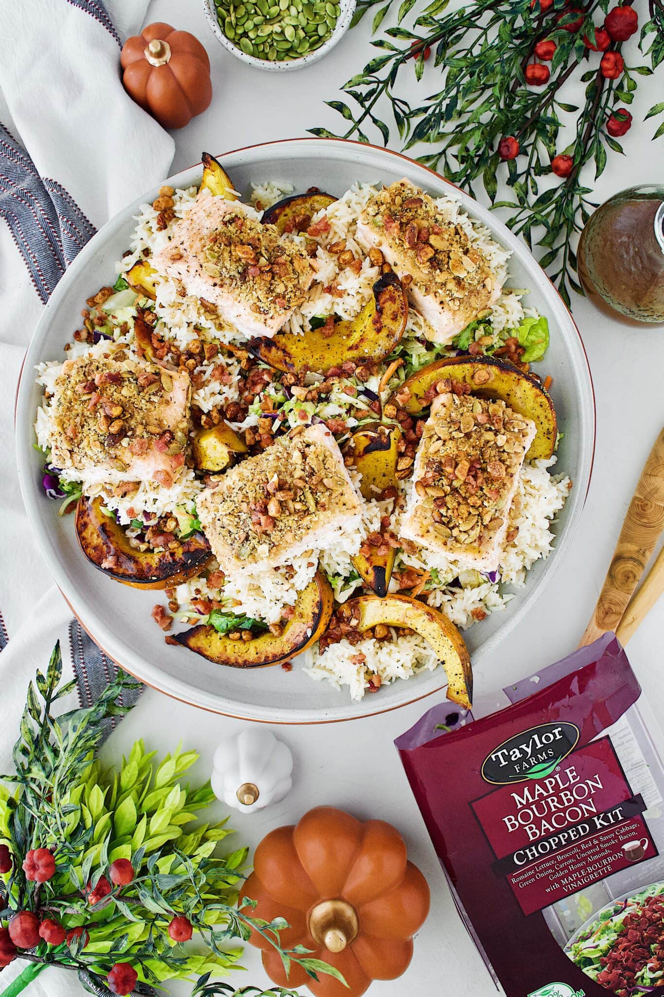 Pepita Crusted Salmon Salad with Roasted Pumpkin KendellKreations