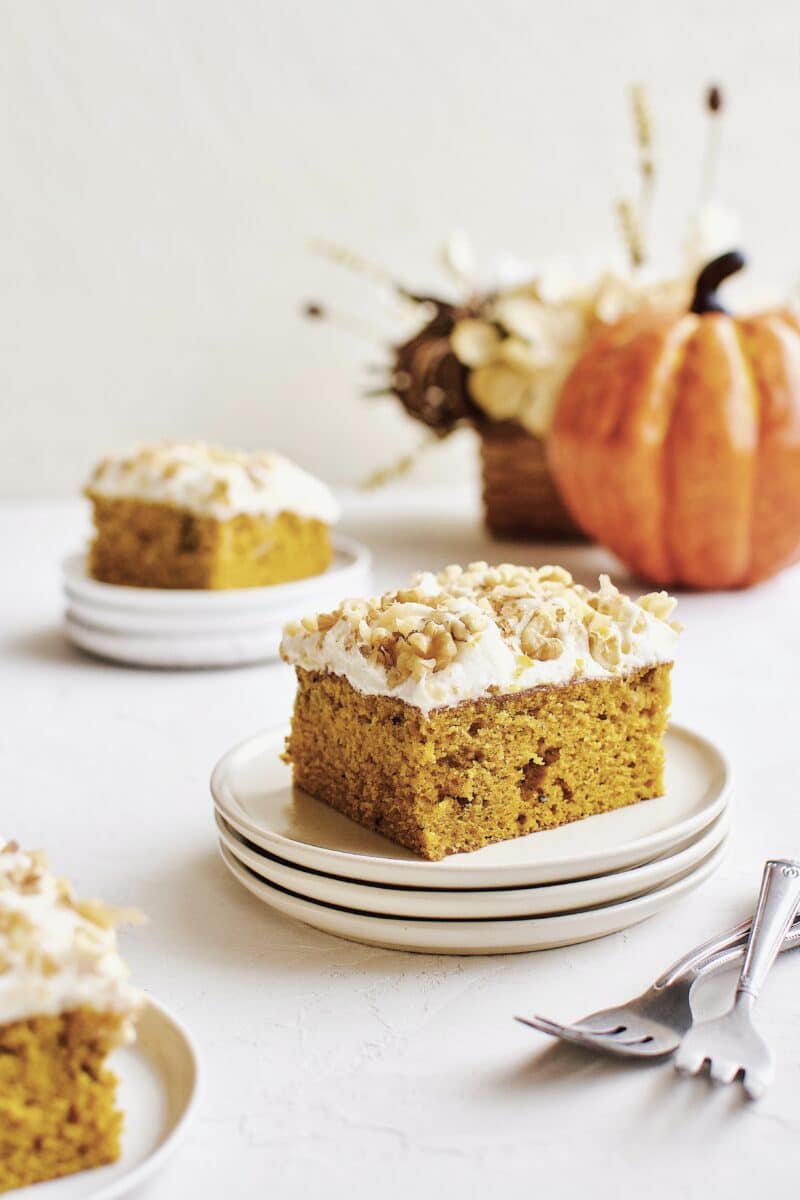 Pumpkin Cake sliced and ready to serve