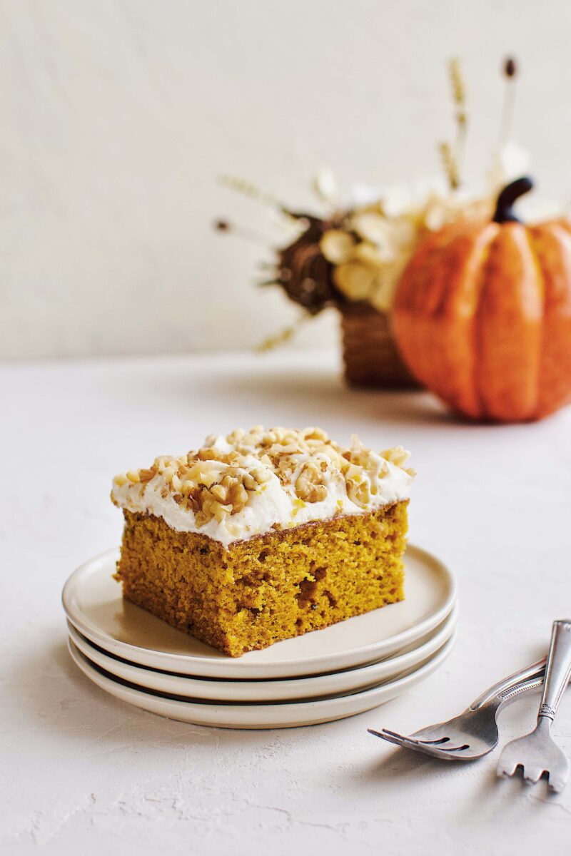 Pumpkin Cake sliced and ready to serve