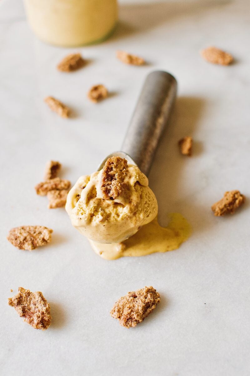 a single scoop of Pumpkin Cardamom Ice Cream