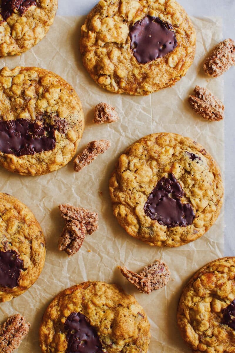 Pumpkin Chocolate Chunk Oatmeal Cookies.