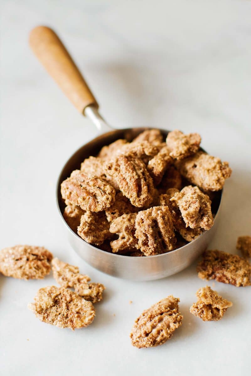 Pumpkin Spice Praline Pecans ready to eat