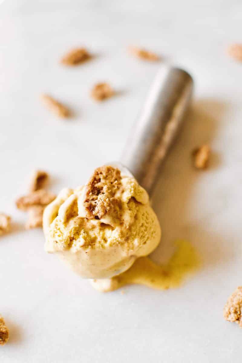 a single scoop of Pumpkin Cardamom Ice Cream