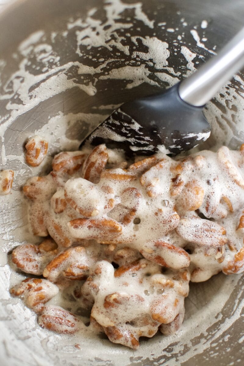 pecan halves coated in whipped egg whites