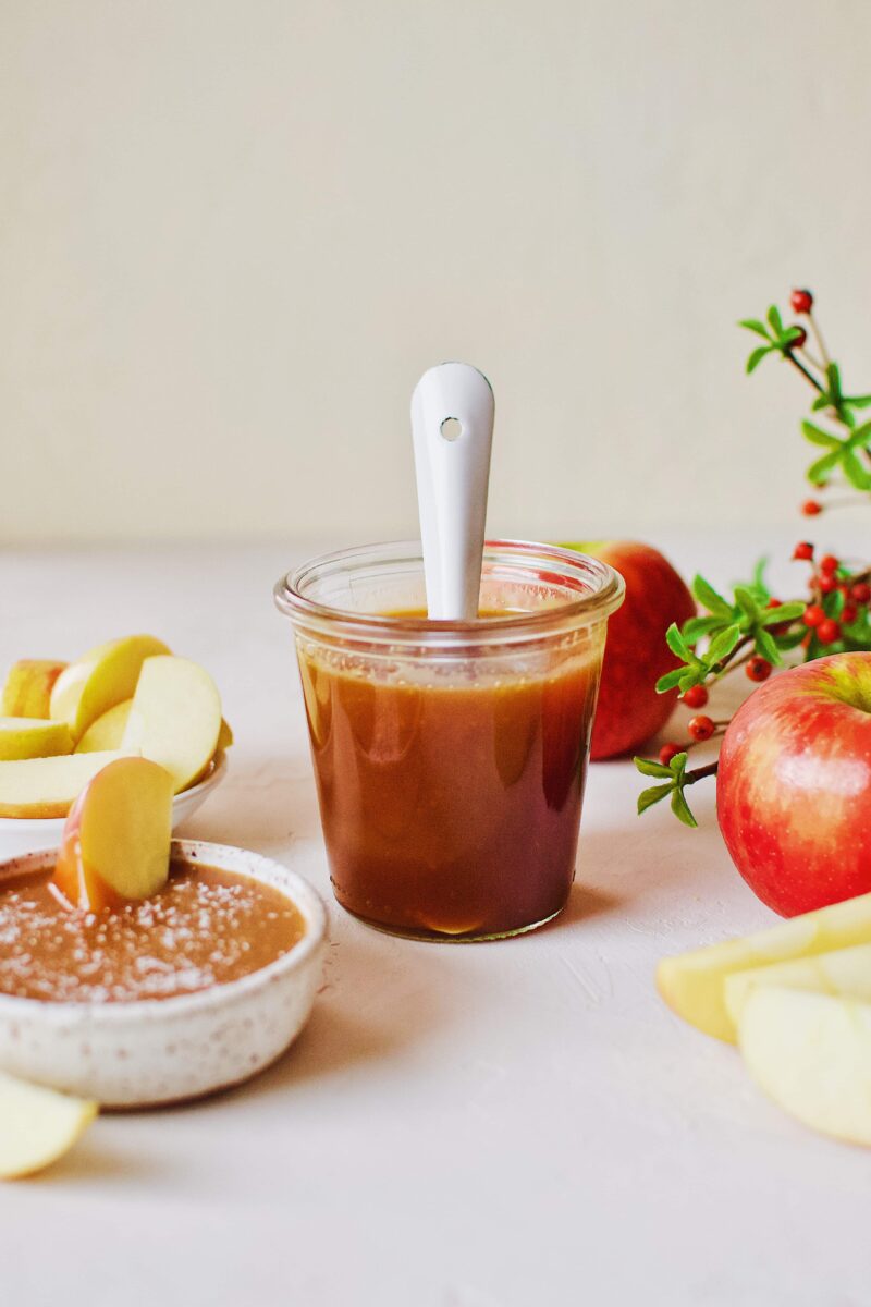 Homemade Caramel Sauce with apples for dipping.