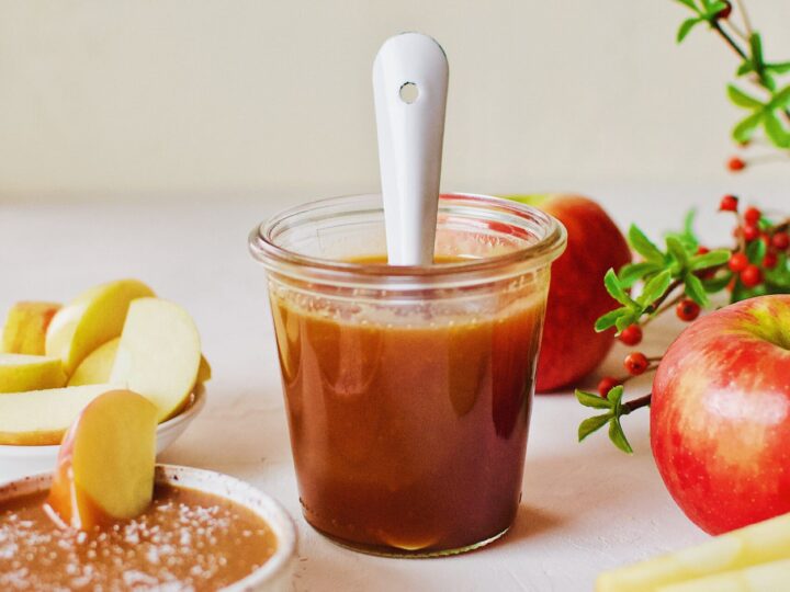 Homemade Caramel Sauce with apples for dipping.
