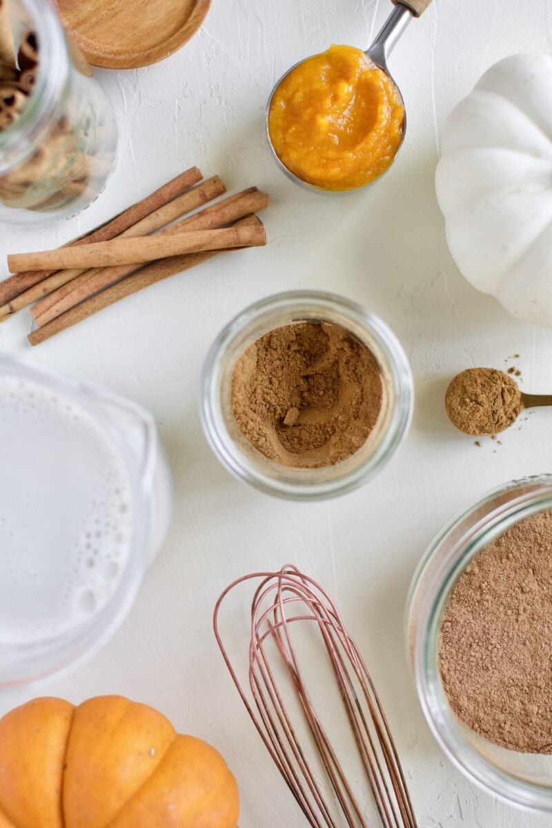 ingredients needed to make a Pumpkin Spice Hot Chocolate