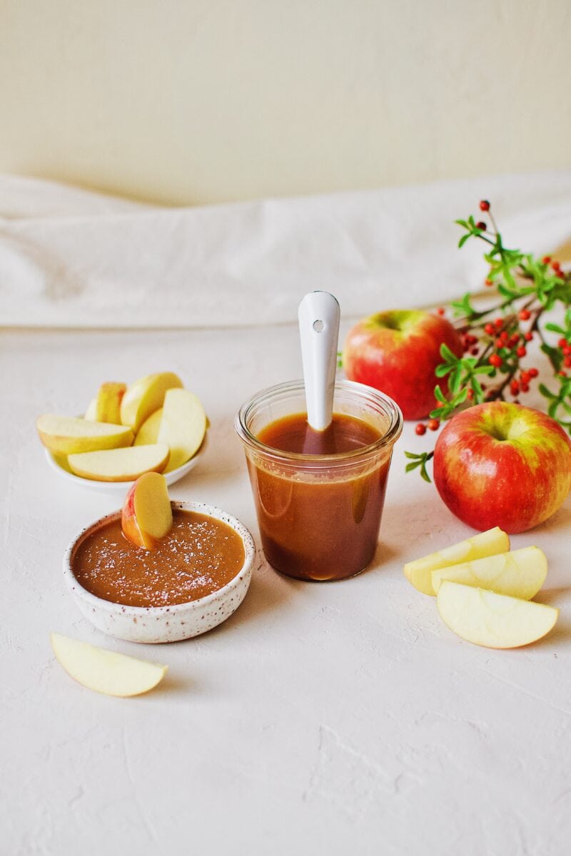 Homemade Caramel Sauce with apples for dipping.
