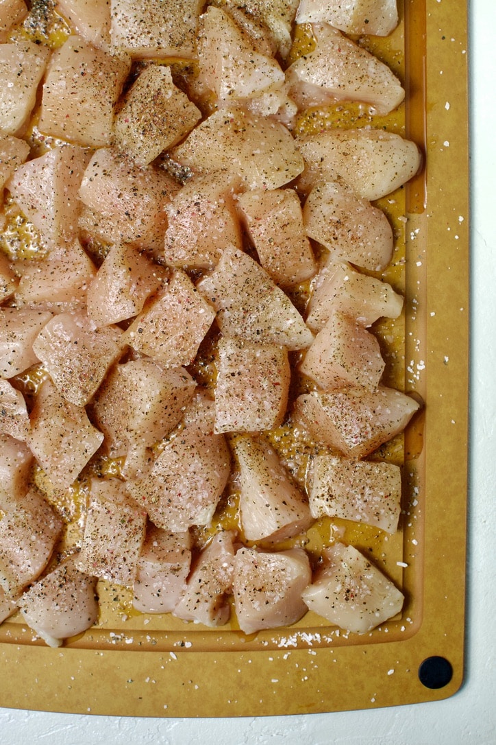 Seasoned chicken for pumpkin butter chicken.