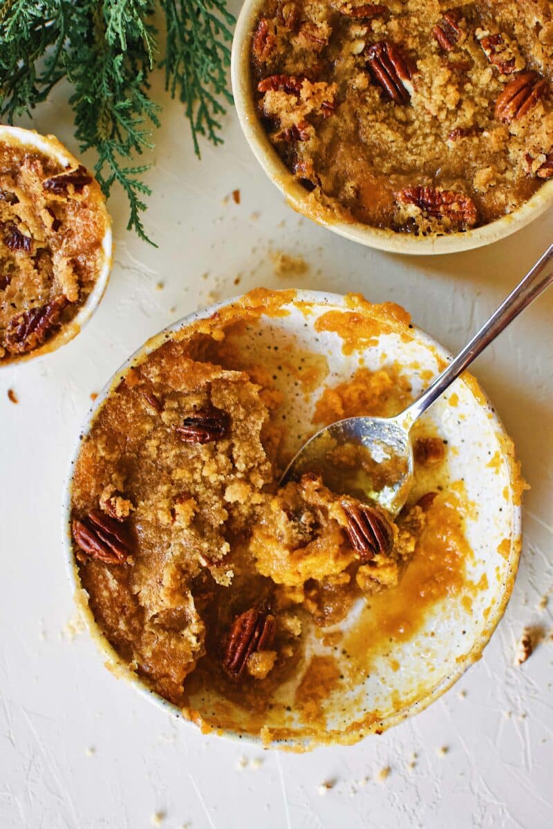 Great Aunt Sally's Sweet Potato Soufflé right out of the oven.