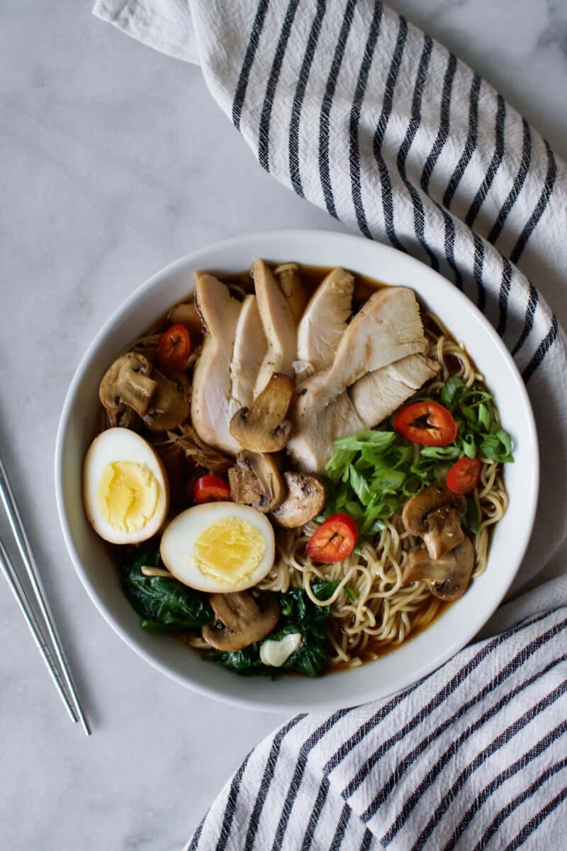 Leftover Thanksgiving Turkey Ramen Noodle Soup.