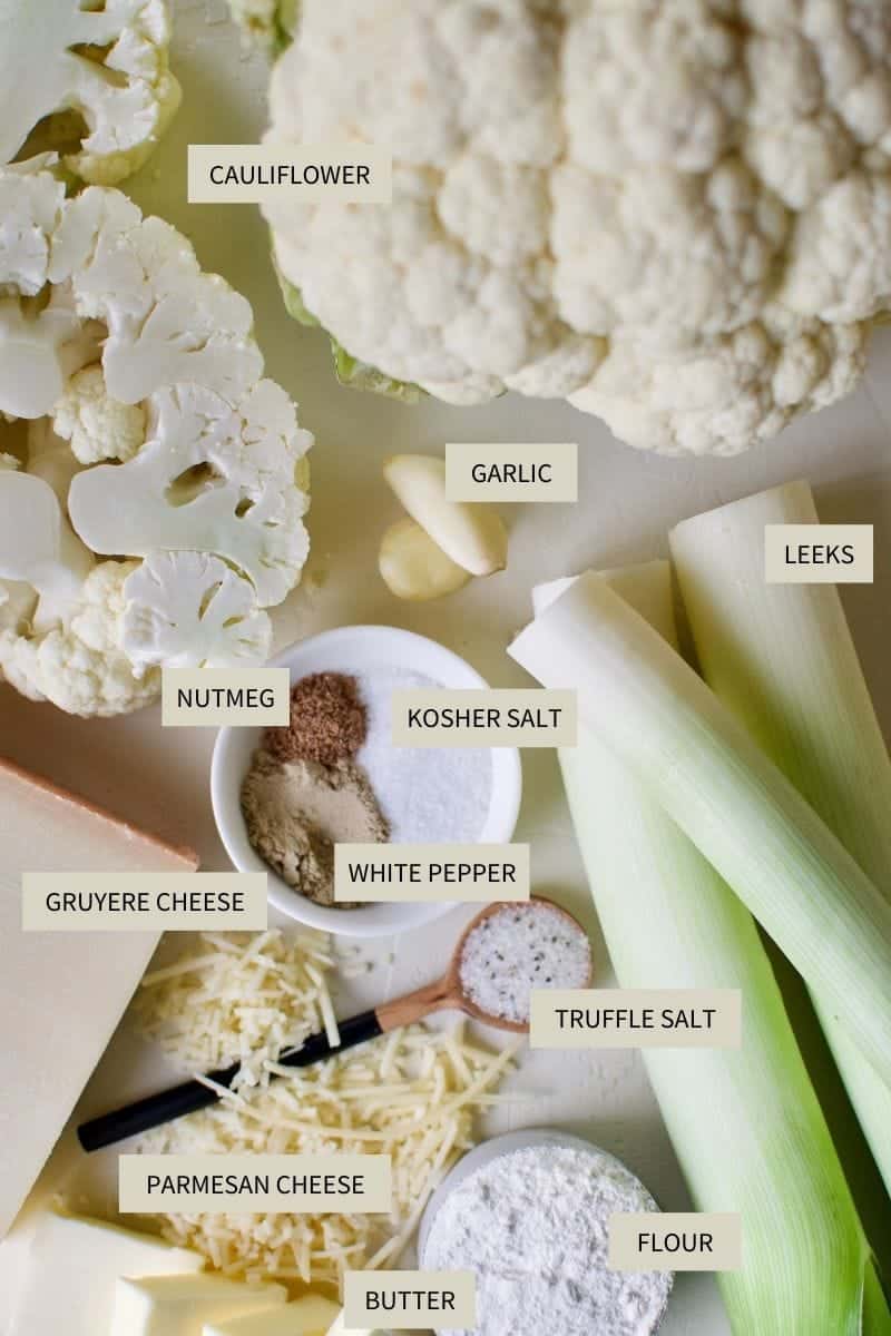 Cauliflower Leek Gratin ingredients.