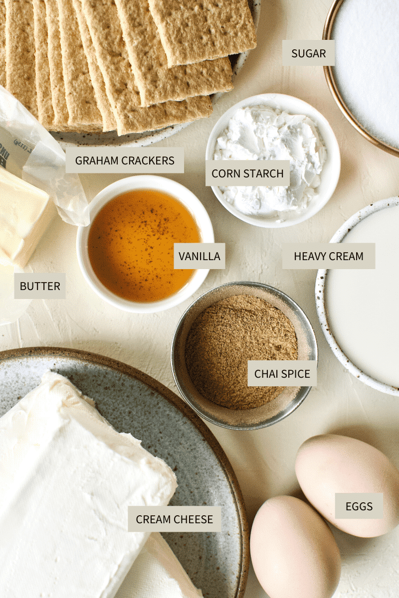 Chai-Spiced Cheesecake ingredients needed photo.