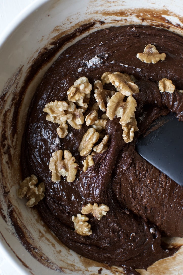folding walnuts into the classic brownie batter.
