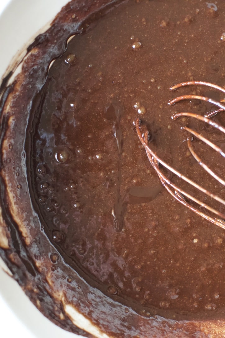 Classic Brownie Batter, all wet ingredients mixed together.