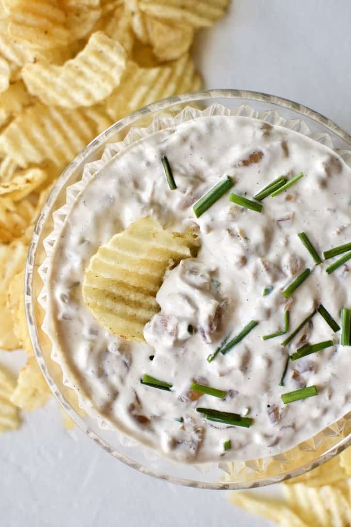Joanna Gaines recipe for French Onion Dip from the Magnolia Table Cookbook Vol.2 and Magnolia Table with Joanna Gaines Cooking Show.