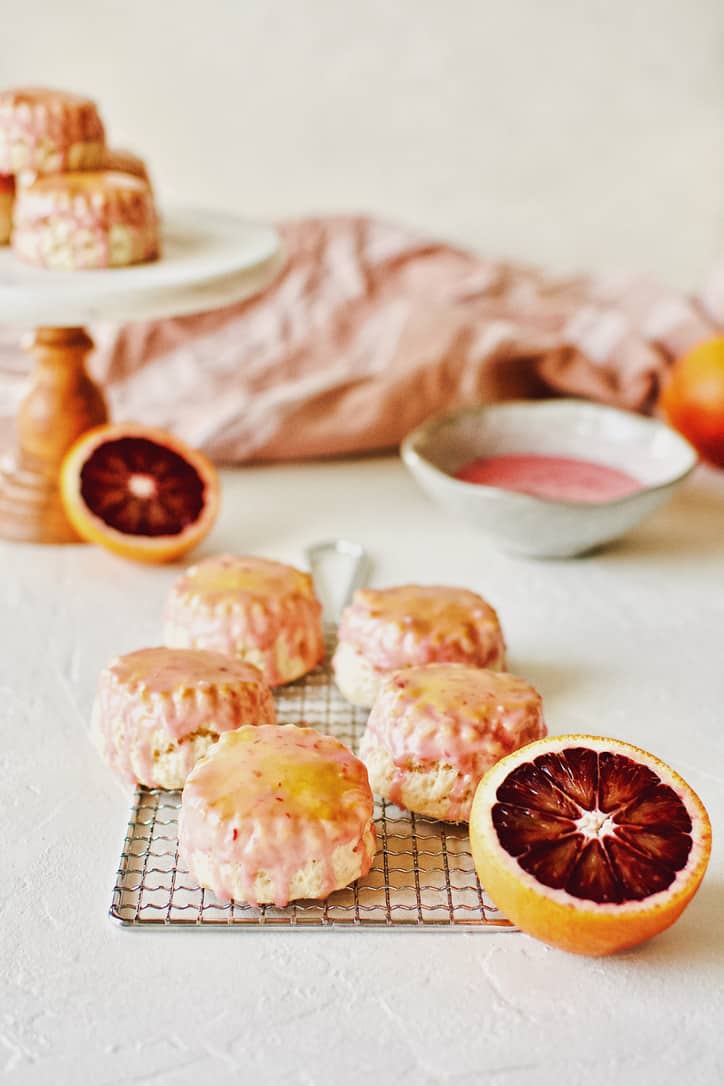 English Scones dipped in a Blood Orange Glaze