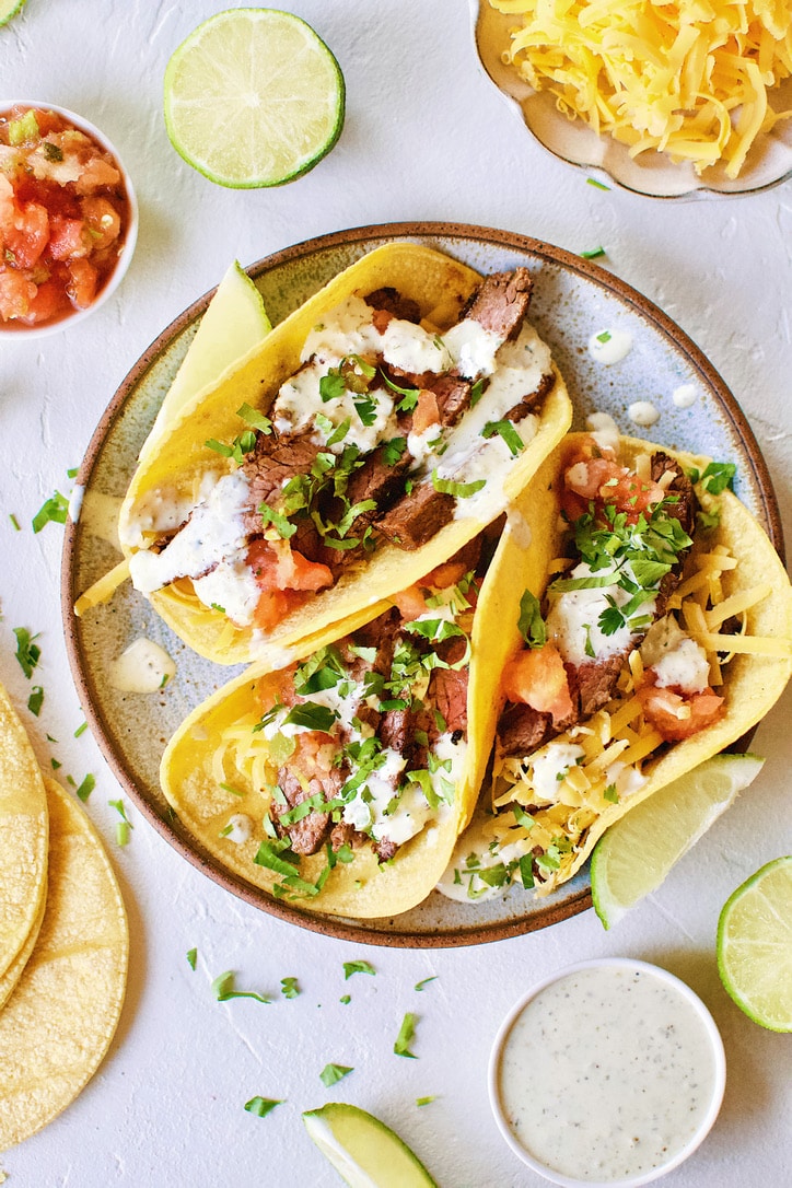 Carne Asada Fajita Steak Tacos.