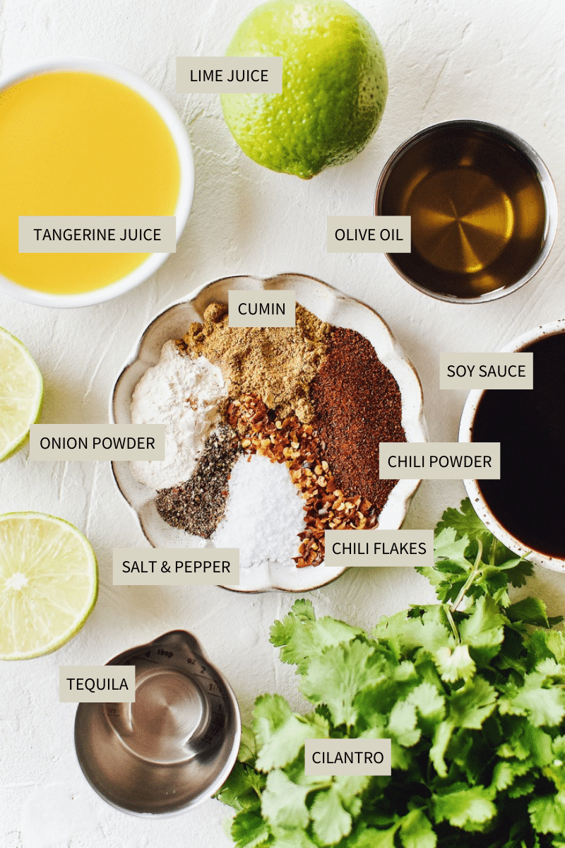 Ingredients needed to make Carne Asada Marinade