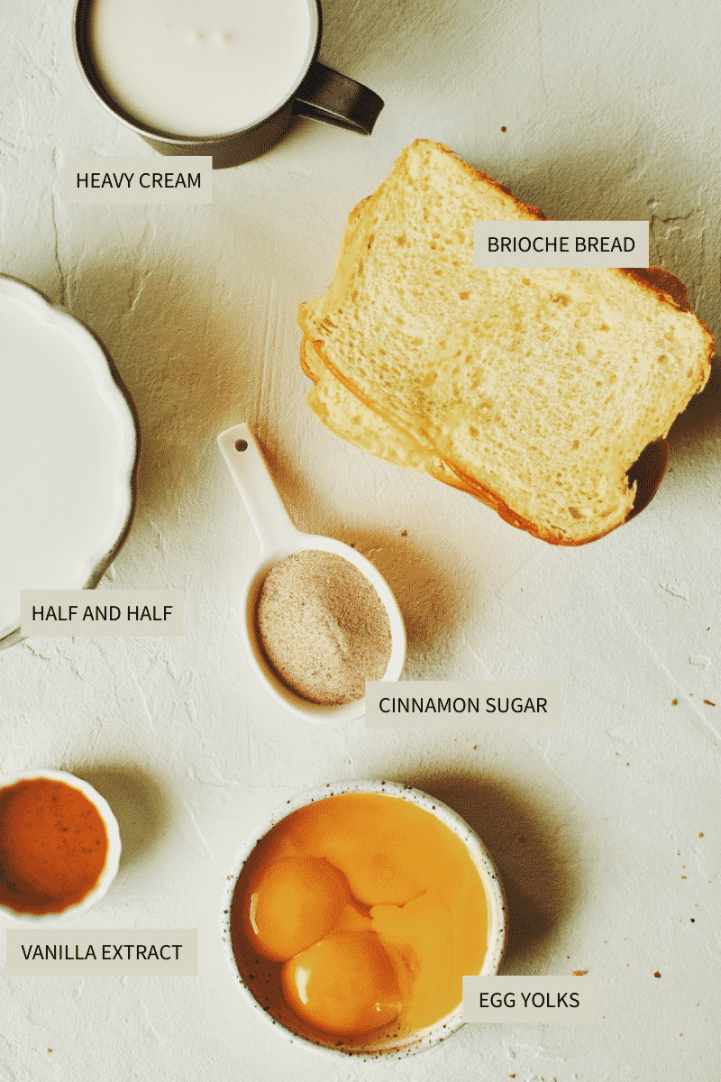 Ingredients needed to make French Toast