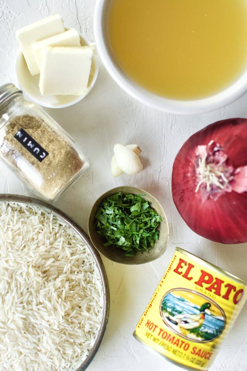 Ingredients needed to make Weta Rice (Mexican Rice)