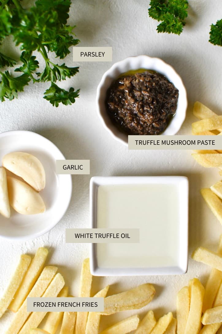 Ingredients needed to make Truffle French Fries.