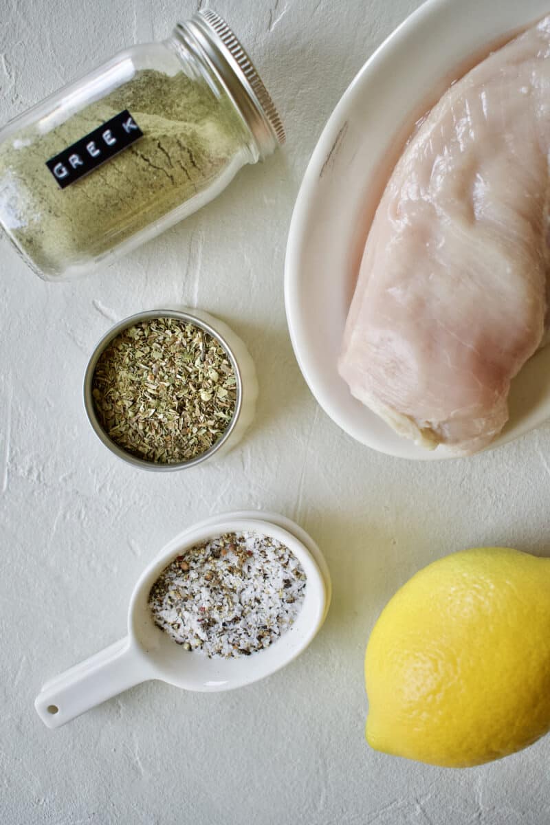 Ingredients needed to make Quick & Easy Greek Chicken.