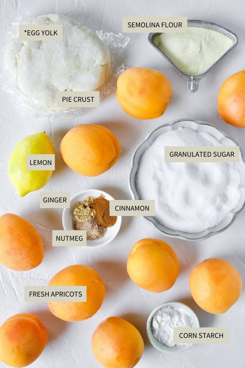 Ingredients needed to make Apricot Pie.