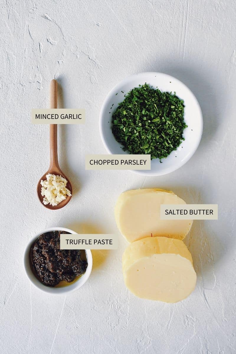 Ingredients needed to make Black Truffle Butter.