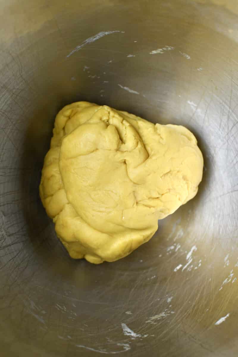 pasta dough after kneading in the machine.
