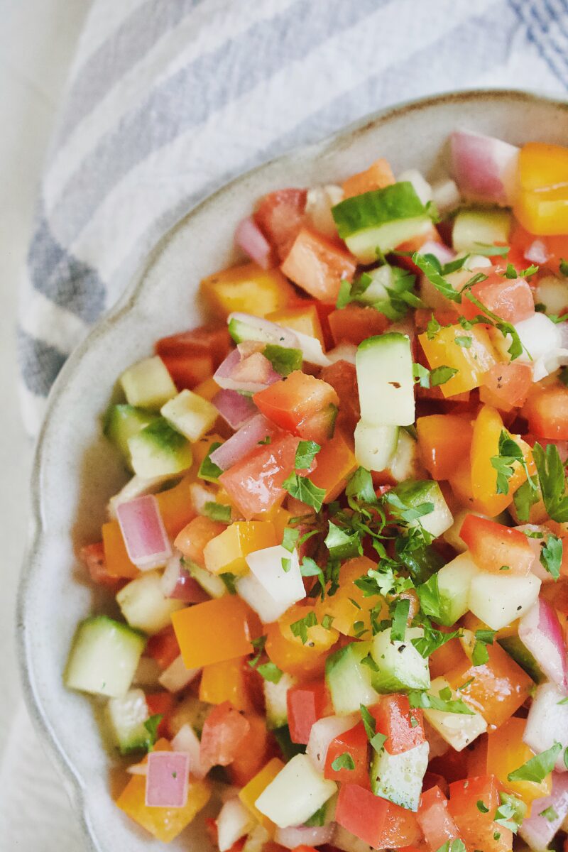 Greek Pico in a bowl with a spoon.