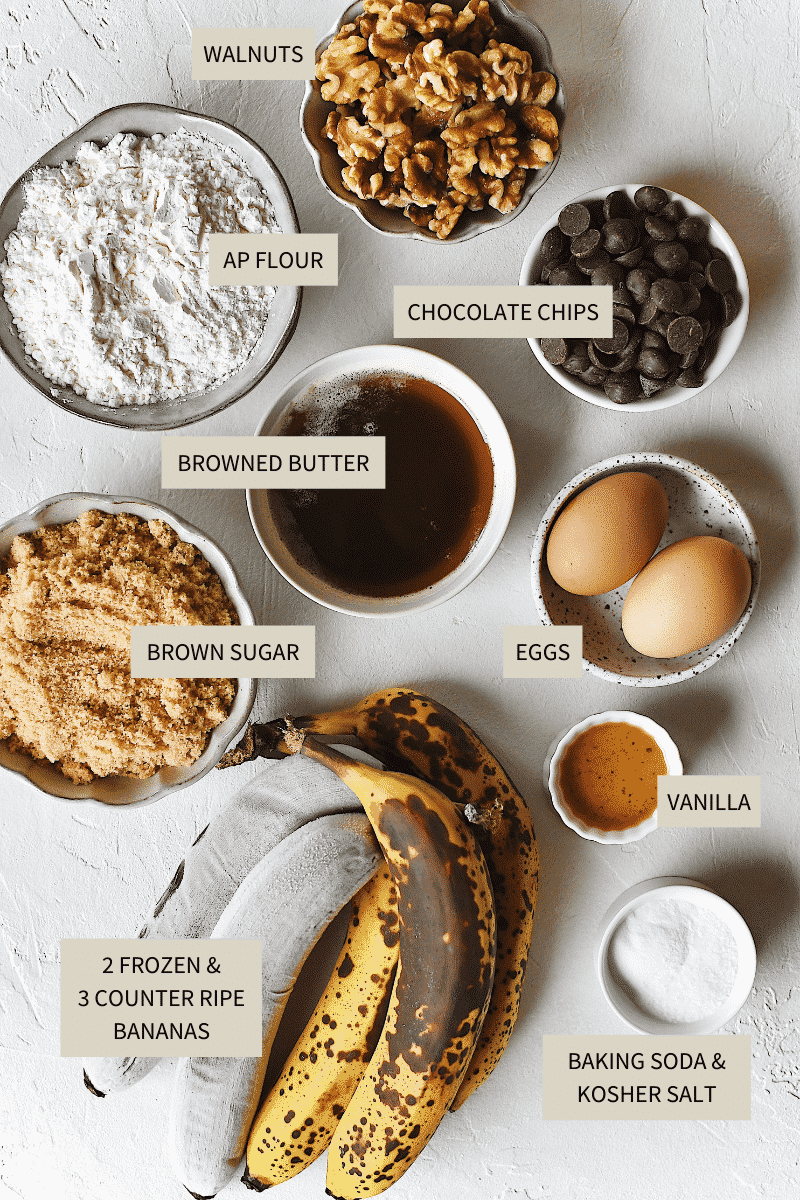 Ingredients needed to make Browned-Butter Banana Bread